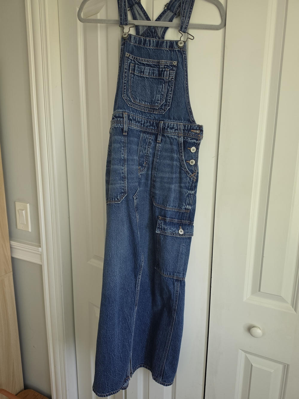 American Eagle Outfitters Blue Denim Midi Overalls Dress